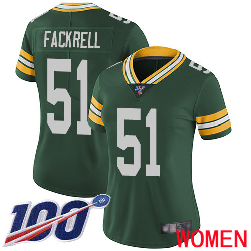 Green Bay Packers Limited Green Women #51 Fackrell Kyler Home Jersey Nike NFL 100th Season Vapor Untouchable